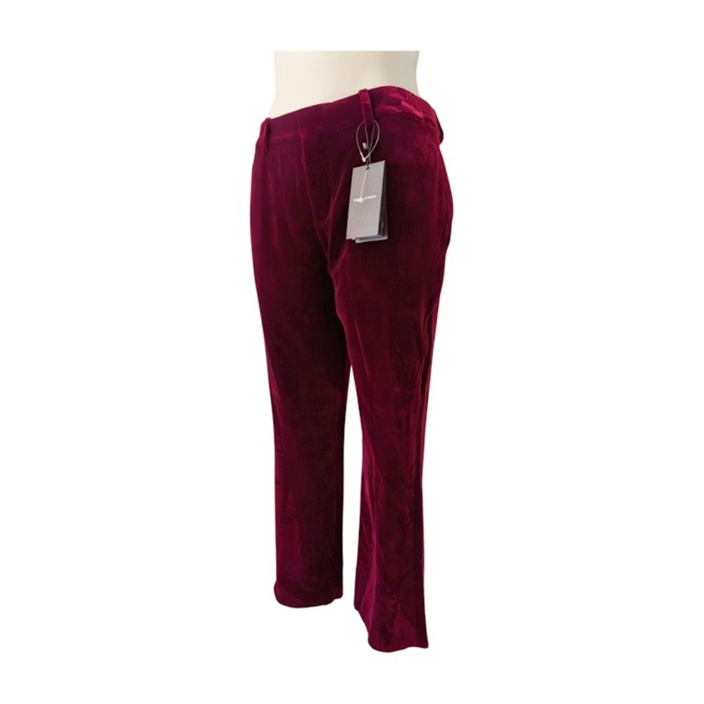 NWT SAINT LAURENT Velvet Flare Pants Burgundy Women's Size 38 FR/US6 - Picture 2 of 10